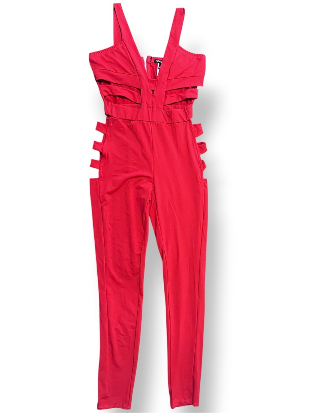 Fashion Nova Red Strappy Cutout Jumpsuit